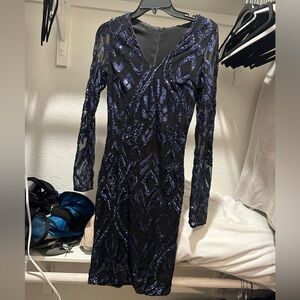 Navy sequin cocktail dress